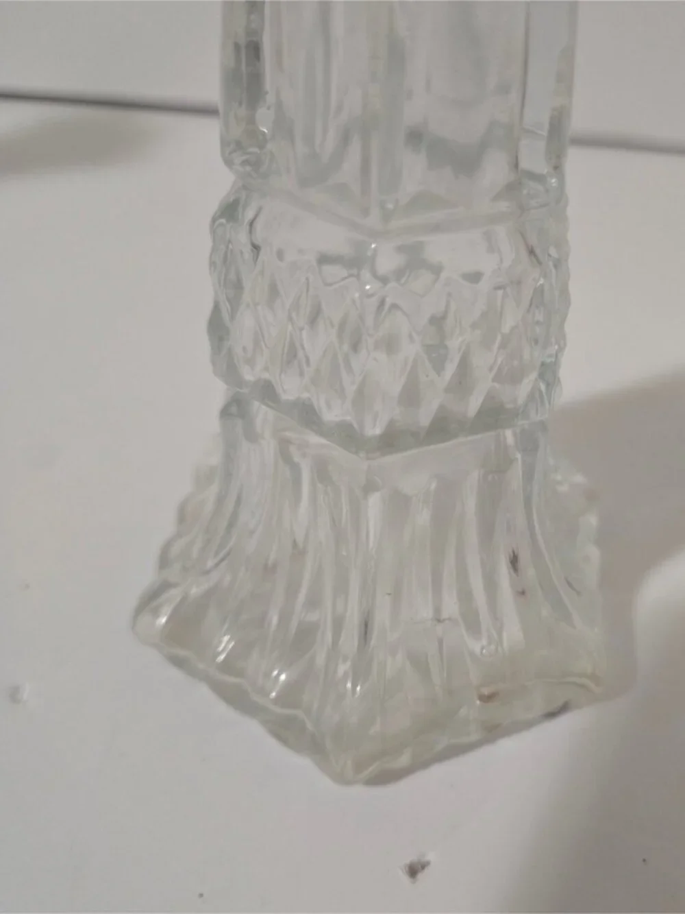 Set of 3 Vintage Pressed Glass Candle Holders – Clear Glass Mixed Designs